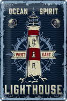 Blechschild Seefahrt 20x30cm Ocean spirit lighthouse