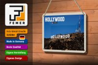 Blechschild Reise 18x12cm Hollywood USA Hollywood Hills Dekoration