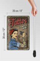 Blechschild Retro 20x30cm Tattoo is not a crime Pinup