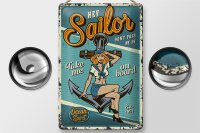 Blechschild Retro 20x30cm Pinup hey Sailor Ocean spirit See