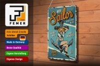 Blechschild Retro 20x30cm Pinup hey Sailor Ocean spirit See