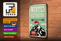 Blechschild Retro 20x30cm Ski winter destinations