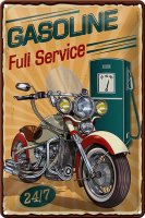 Blechschild Retro 20x30cm Gasoline full service 24/7