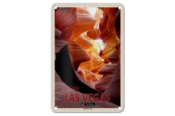 Blechschild Reise 12x18cm Las Vegas USA Antelope Canyon Dekoration