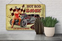 Blechschild Pinup 30x20cm Retro Hot Rod Garage Service