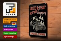 Blechschild Auto 20x30cm loud & fast hot rod legendary