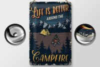 Blechschild Retro 20x30cm life better camp fire Camping