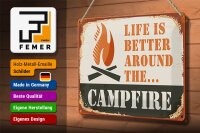 Blechschild Camping 30x20cm Campfire life is better Outdoor