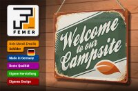 Blechschild Camping 30x20cm welcome to our Campsite