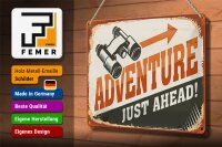 Blechschild Retro 30x20cm Adventure just ahead Outdoor