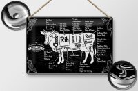 Blechschild Kuh 30x20cm Beef cuts Organic Metzgerei