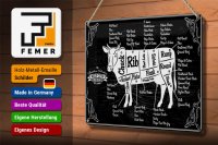 Blechschild Kuh 30x20cm Beef cuts Organic Metzgerei
