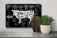 Blechschild Kuh 30x20cm Beef cuts Organic Metzgerei