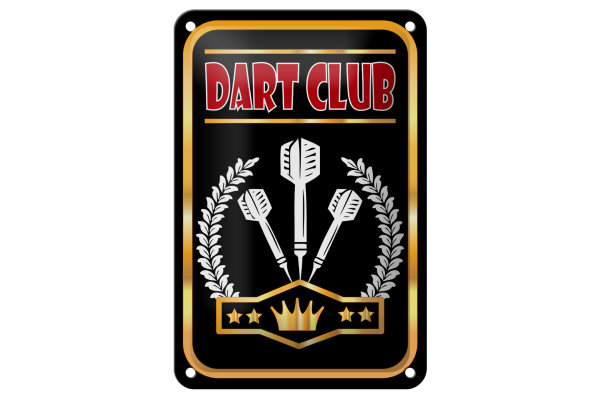 Blechschild Hinweis 12x18cm Dart Club schwarzes