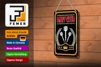 Blechschild Hinweis 12x18cm Dart Club schwarzes