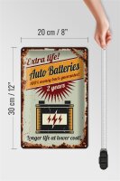 Blechschild Retro 20x30cm Auto Batteries extra life