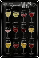 Blechschild Wein 20x30cm Types of wine Merlot Rose Alkohol