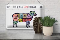 Blechschild Lamm 30x20cm cuts of meat lamb Metzgerei