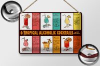 Blechschild Alkohol 30x20cm 6 tropical cocktails recipes