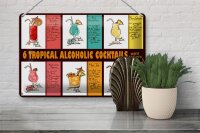Blechschild Alkohol 30x20cm 6 tropical cocktails recipes