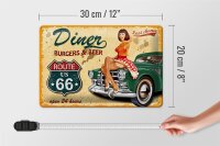Blechschild Pinup 30x20cm Retro diner burgers beer
