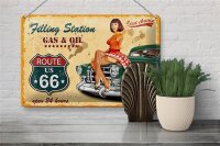 Blechschild Pinup 30x20cm Retro Gas Oil open 24 hours