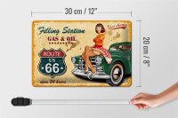 Blechschild Pinup 30x20cm Retro Gas Oil open 24 hours