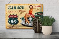 Blechschild Pinup 30x20cm Retro Garage open 24 hours