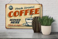 Blechschild Kaffee 30x20cm Retro fresh brewed Coffee