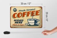 Blechschild Kaffee 30x20cm Retro fresh brewed Coffee