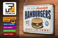 Blechschild Retro 30x20cm hamburgers best in town