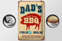 Blechschild Retro 20x30cm dad`s world famous BBQ grillin