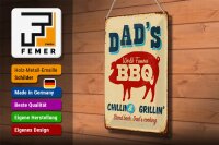 Blechschild Retro 20x30cm dad`s world famous BBQ grillin