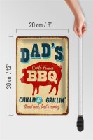 Blechschild Retro 20x30cm dad`s world famous BBQ grillin
