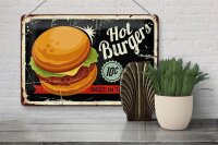 Blechschild Retro 30x20cm hot burgers best in town