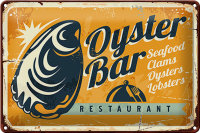 Blechschild Retro 30x20cm Oyster Bar Seafood Restaurant