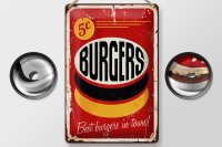 Blechschild Retro 20x30cm burgers best in town Fast food