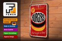 Blechschild Retro 20x30cm burgers best in town Fast food