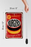 Blechschild Retro 20x30cm burgers best in town Fast food