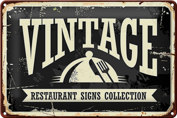 Blechschild Retro 30x20cm Vintage Restaurant Essen