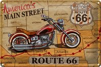 Blechschild Motorrad 30x20cm America`s main street route 66