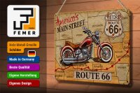 Blechschild Motorrad 30x20cm America`s main street route 66