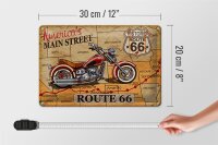 Blechschild Motorrad 30x20cm America`s main street route 66