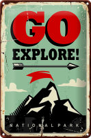 Blechschild Retro 20x30cm National Park go explore Pfeil