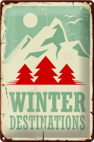 Blechschild Retro 20x30cm Ski winter destinations Abenteuer