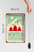 Blechschild Retro 20x30cm Ski winter destinations Abenteuer