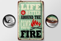 Blechschild Retro 20x30cm Camping campfire life is better