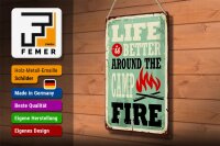 Blechschild Retro 20x30cm Camping campfire life is better