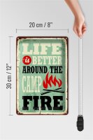 Blechschild Retro 20x30cm Camping campfire life is better