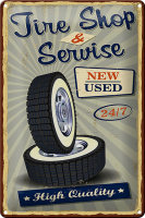 Blechschild Retro 20x30cm Tire Shop Service 24/7 new used